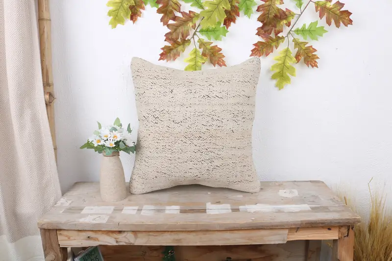 Cushion Case, 16x16 White Cushion Case, Vintage Pillow, Outdoor Patio Cushion, Antique Pillows, Decorative Cushion Case, Kilim Cushion Sham - 1