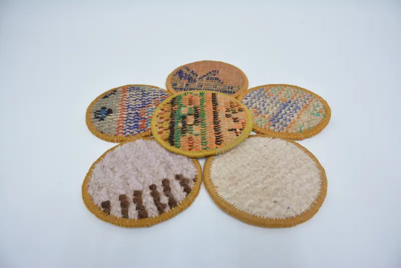 Posavasos redondos boho naranja y blanco, posavasos étnicos