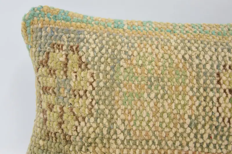 Vintage Kilim Throw Pillow, Boho Pillow Sham Cover, 8x16 Beige Cushion Cover, Gift Pillow, Pillow Sham, Handwoven Cushion Case - 2