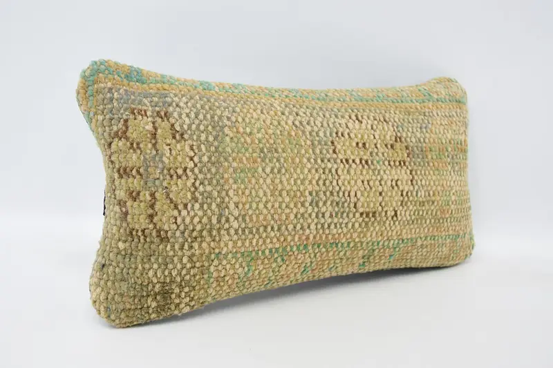 Vintage Kilim Throw Pillow, Boho Pillow Sham Cover, 8x16 Beige Cushion Cover, Gift Pillow, Pillow Sham, Handwoven Cushion Case - 3