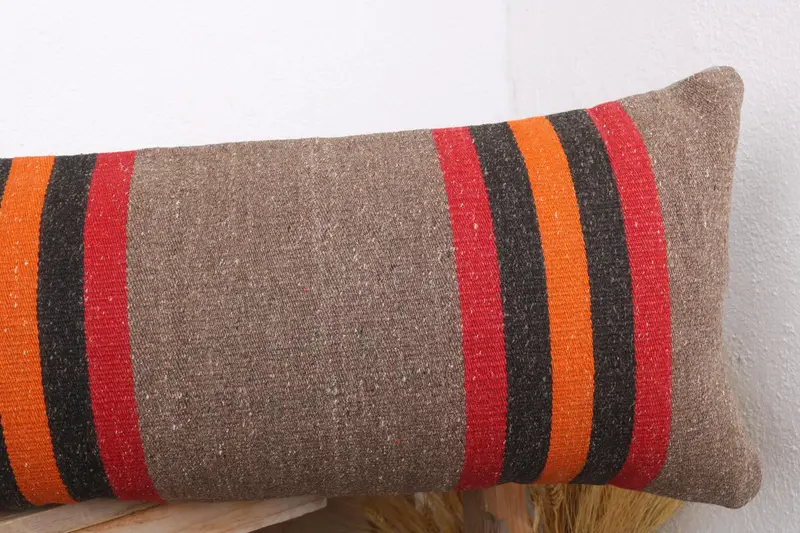 12x43 Brown Cushion Case, Cushion Cover, Ethnical Kilim Rug Pillow, Home Decor Pillow, Vintage Kilim Throw Pillow, Accent Pillow Sham - 5