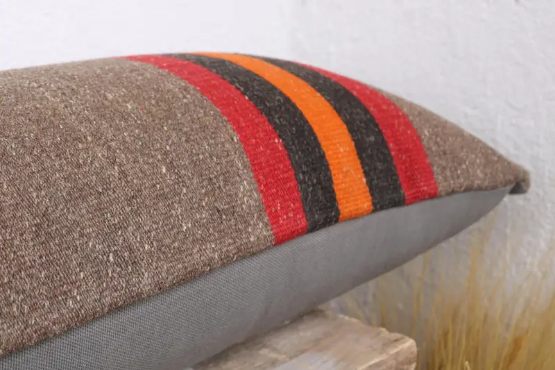 12x43 Brown Cushion Case, Cushion Cover, Ethnical Kilim Rug Pillow, Home Decor Pillow, Vintage Kilim Throw Pillow, Accent Pillow Sham - 6