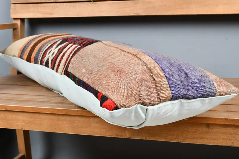 Patio Cushion Case, Boho Pillow Sham Cover, Outdoor Patio Pillow Sham, Boho Pillow, 12x36 Brown Cushion Case, Turkish Kilim Pillow, Pillow Case - 3