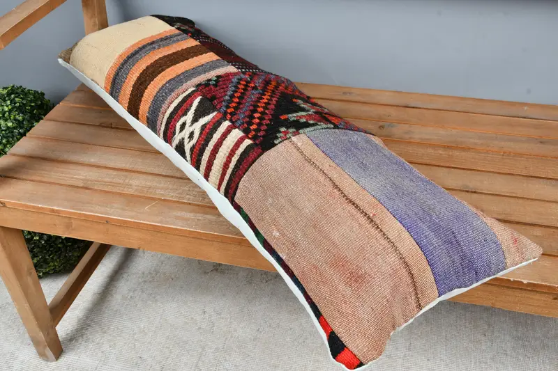 Patio Cushion Case, Boho Pillow Sham Cover, Outdoor Patio Pillow Sham, Boho Pillow, 12x36 Brown Cushion Case, Turkish Kilim Pillow, Pillow Case - 2