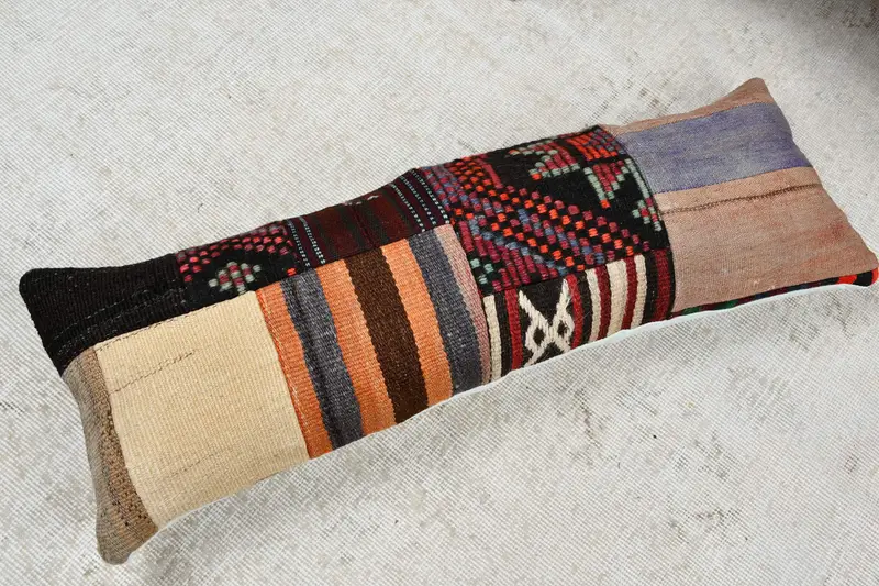 Patio Cushion Case, Boho Pillow Sham Cover, Outdoor Patio Pillow Sham, Boho Pillow, 12x36 Brown Cushion Case, Turkish Kilim Pillow, Pillow Case - 8