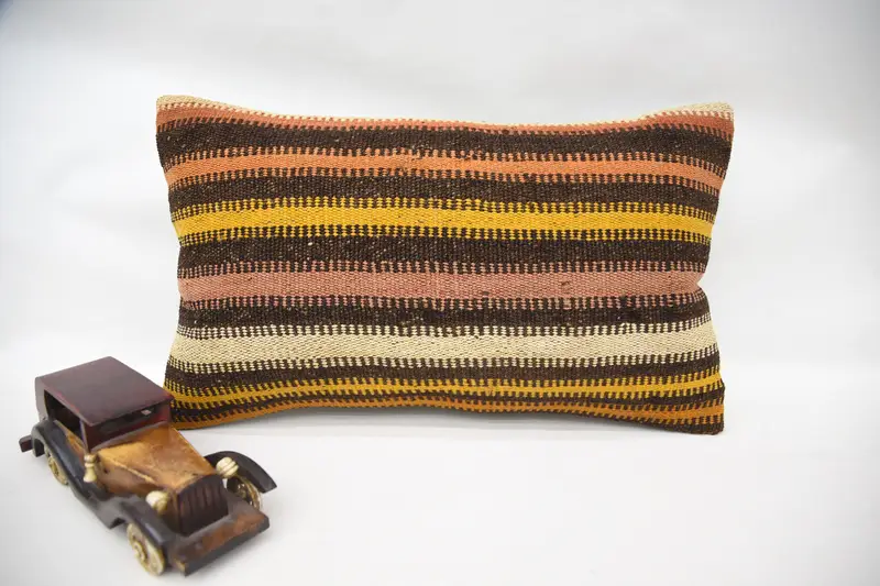 12x20 Brown Cushion Case, Pillow Case, Wool Kilim Pillow Cushion Case, Home Decor Pillow, Throw Kilim Pillow, Kilim Pillow Cover, Bed Pillow Case - 4