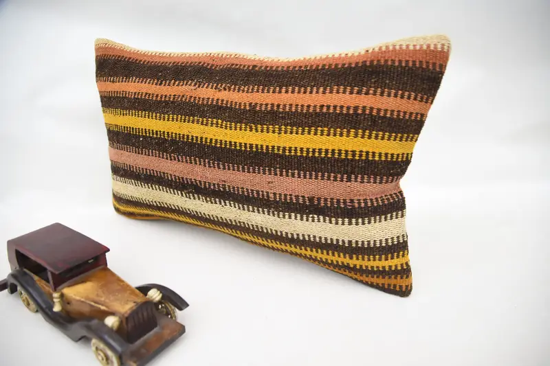 12x20 Brown Cushion Case, Pillow Case, Wool Kilim Pillow Cushion Case, Home Decor Pillow, Throw Kilim Pillow, Kilim Pillow Cover, Bed Pillow Case - 3