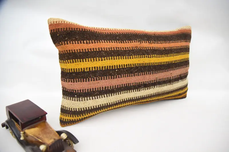 12x20 Brown Cushion Case, Pillow Case, Wool Kilim Pillow Cushion Case, Home Decor Pillow, Throw Kilim Pillow, Kilim Pillow Cover, Bed Pillow Case - 2