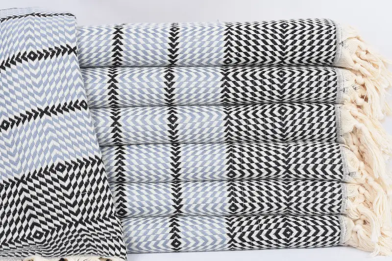 Wedding Gift Personalized Bridesmaid Towel, Black-Blue Diamond, 79x40 Inches