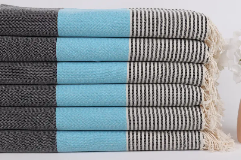 Monogram Beach Towel, Gift For Him, Handmade Turkish Towel, 68x40 Cotton Striped Towel, Sand-free towel, Bridal Shower Favor, Bridemaids Beach Towel - 3