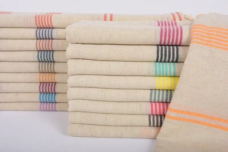 Personalized Beach Towel, Dark Orange Striped, 79x36 Inches, Organic Cotton