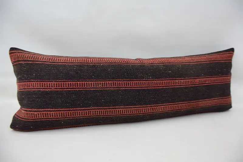 Nautical Throw Pillow Case, Antique Pillows, Cushion, Kilim Pillow Cover, 12x36 Brown Pillow, Turkish Kilim Pillow, Aztec Cushion Case - 3
