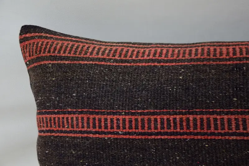 Nautical Throw Pillow Case, Antique Pillows, Cushion, Kilim Pillow Cover, 12x36 Brown Pillow, Turkish Kilim Pillow, Aztec Cushion Case - 2