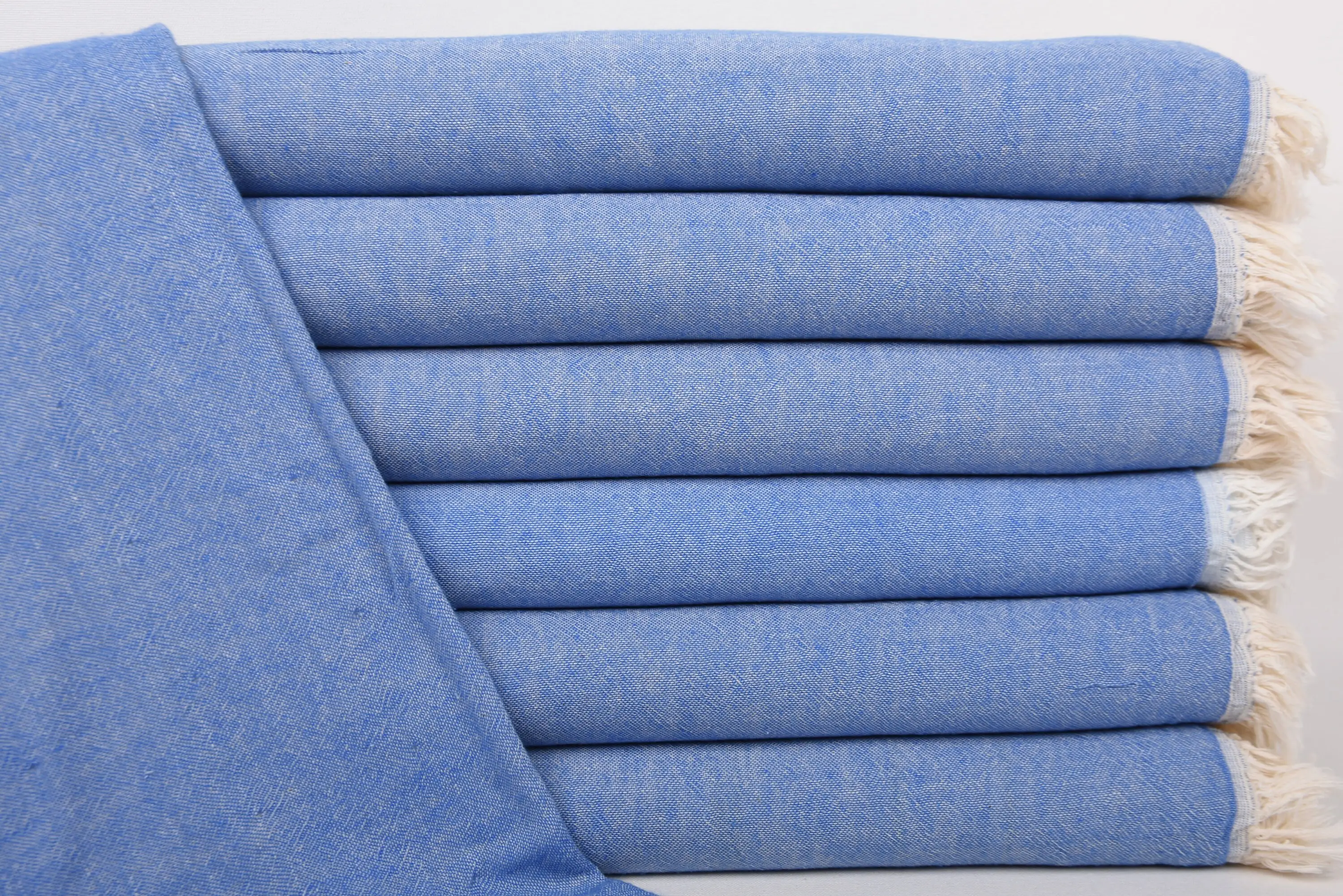 Sax Blue Solid Hand Towel Monogrammed, Turkish Organic Cotton, 40x24 Inches - 1