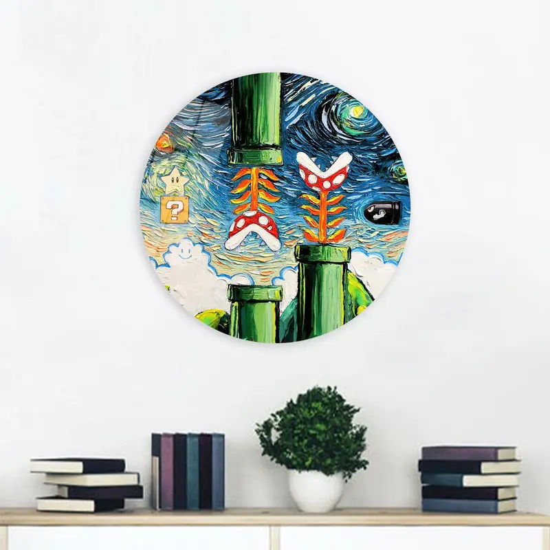 スーパーマリオワールド星月夜キャンバスプリント - ゲームルームアート