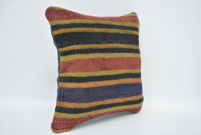 Ethnical Kilim Rug Pillow, Ethnic Throw Pillow Case, Pillow, Kilim Pillow, 12x12 Red Pillow Case, Wholesale Cushion Cover, Vintage Pillow - 3