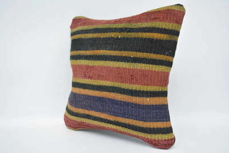 Ethnical Kilim Rug Pillow, Ethnic Throw Pillow Case, Pillow, Kilim Pillow, 12x12 Red Pillow Case, Wholesale Cushion Cover, Vintage Pillow - 4