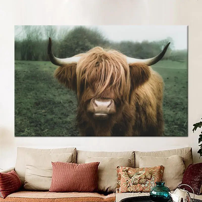 Trendy Çiftlik Evi İnek Kanvası: Man Cave için Zarif Dekor