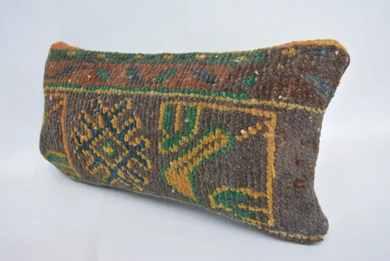 Kilim Cushion Sham, Crochet Pattern Cushion, Pillow Sham, Boho Pillow Sham Cover, Kilim Pillow, 8x16 Blue Cushion Case, Garden Pillow Cover - 4