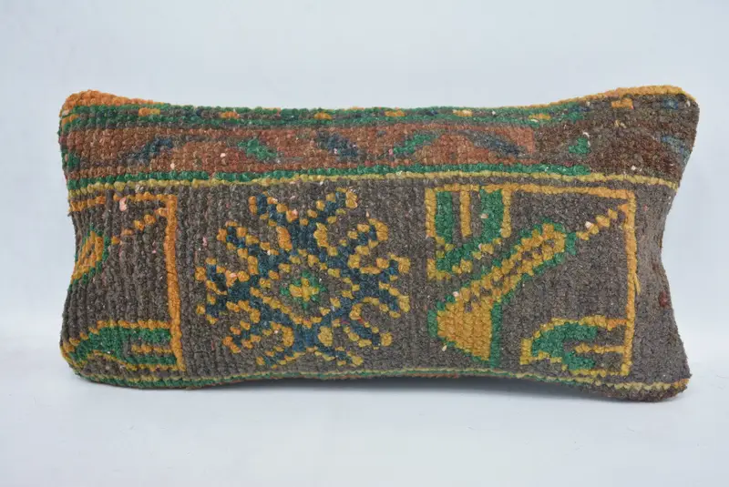 Kilim Cushion Sham, Crochet Pattern Cushion, Pillow Sham, Boho Pillow Sham Cover, Kilim Pillow, 8x16 Blue Cushion Case, Garden Pillow Cover - 1