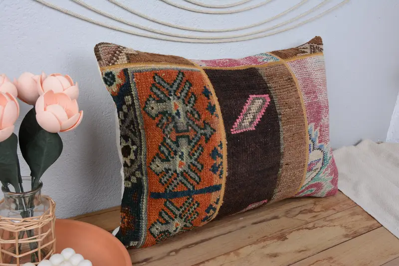 Pattern Throw Pillow Case, Kilim Pillow, Interior Designer Pillow, 16x24 Red Cushion Case, Home Decor Pillow, Floor Cushion Case, Pillow Cover - 1