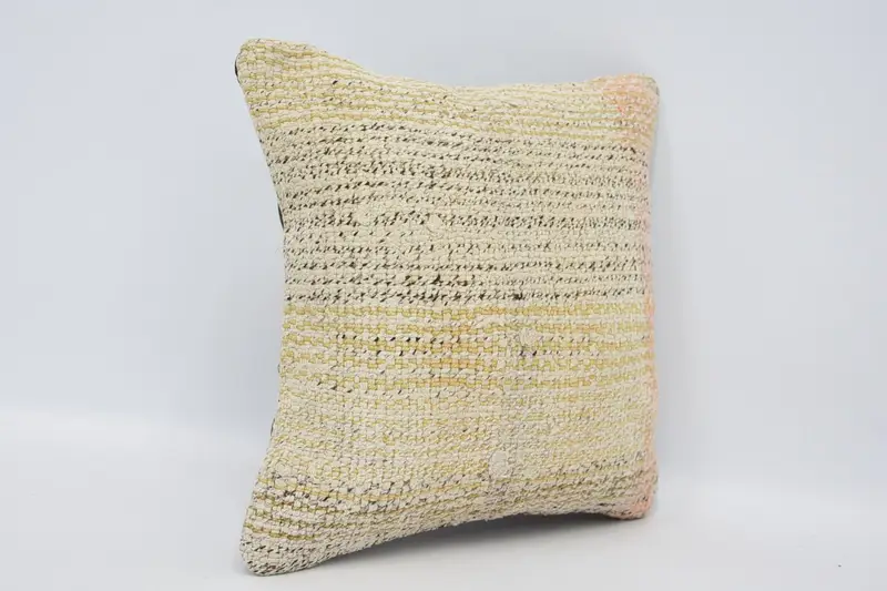 Turkish Pillow, 12x12 Beige Cushion, Turkish Bench Cushion Cover, Cushion Cover, Handmade Kilim Cushion, Aztec Cushion Case, Gift Pillow - 3