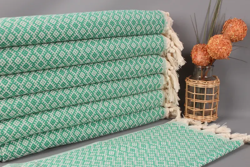 Monogram Kitchen Towel Hair Drying Diamond Towel, Green, 20x38 Inches