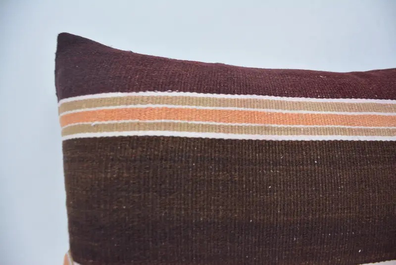 Kilim Pillow, Cushion Cover, Traditional Pillow Cover, Bolster Cushion, Ethnical Kilim Rug Pillow, Antique Pillows, 16x24 Brown Cushion - 2