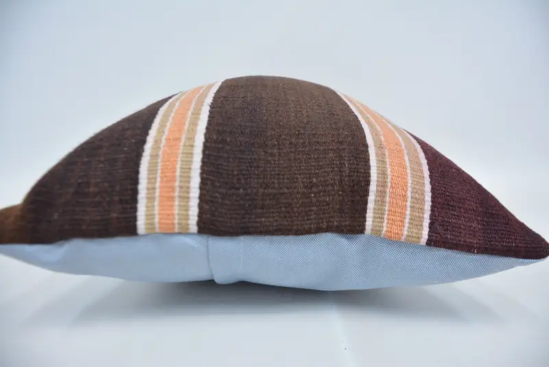 Kilim Pillow, Cushion Cover, Traditional Pillow Cover, Bolster Cushion, Ethnical Kilim Rug Pillow, Antique Pillows, 16x24 Brown Cushion - 5