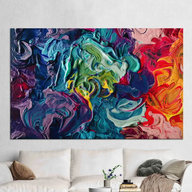 現代的なカラフルなオイルアート: エレガントな装飾用のプリントキャンバス