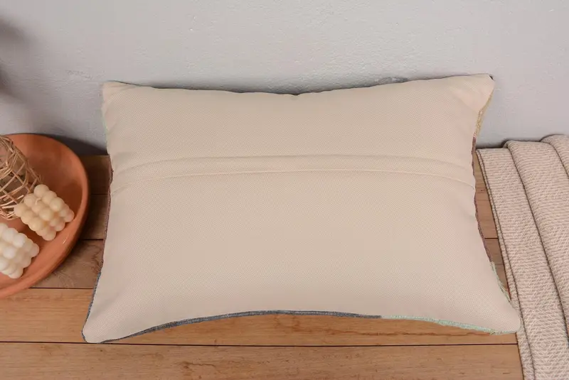 16x24 Inches Green & Brown Patchwork Pillow, Handmade Rectangle Pillow - 6