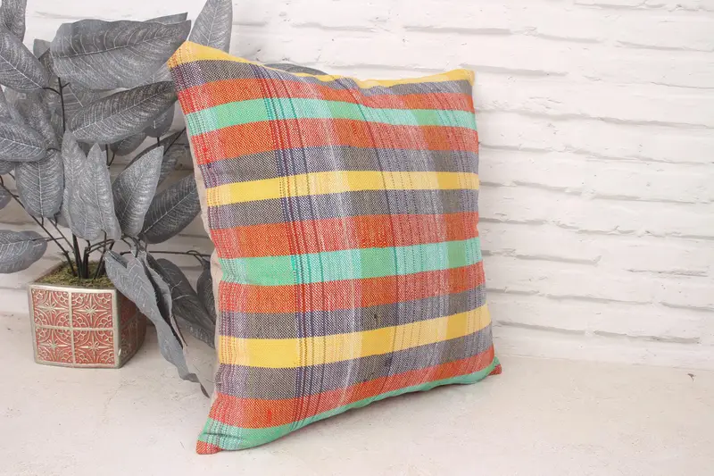 Interior Designer Pillow, Couch Pillow Cover, Kilim Pillow, Ethnical Kilim Rug Pillow, 18x18 Blue Cushion Cover, Cushion Case, Aztec Pillow Sham - 3