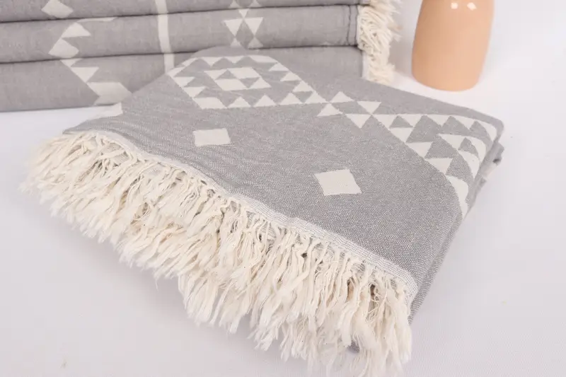 70x60 Cotton Geometric Towel, Personalized Blanket, Organic Throw, Shower Curtain, Decorative Blanket, Beach Blanket, Woven Throw Blanket - 5