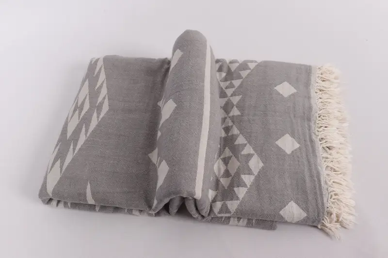 70x60 Cotton Geometric Towel, Personalized Blanket, Organic Throw, Shower Curtain, Decorative Blanket, Beach Blanket, Woven Throw Blanket - 6