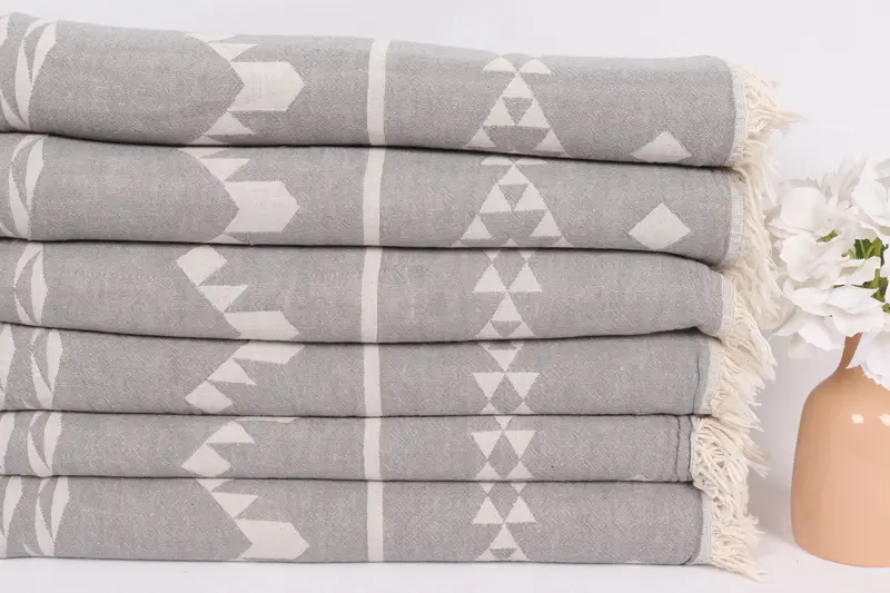 70x60 Cotton Geometric Towel, Personalized Blanket, Organic Throw, Shower Curtain, Decorative Blanket, Beach Blanket, Woven Throw Blanket - 3