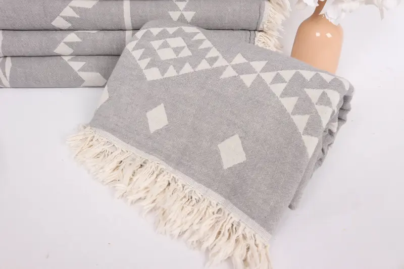 70x60 Cotton Geometric Towel, Personalized Blanket, Organic Throw, Shower Curtain, Decorative Blanket, Beach Blanket, Woven Throw Blanket - 4