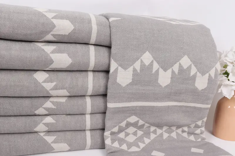 70x60 Cotton Geometric Towel, Personalized Blanket, Organic Throw, Shower Curtain, Decorative Blanket, Beach Blanket, Woven Throw Blanket - 2