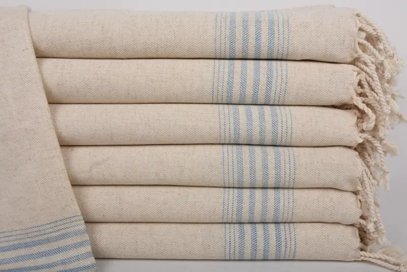 Travel Towel Blue Striped Dish Towel, Turkish Cotton, 36x18 Inches